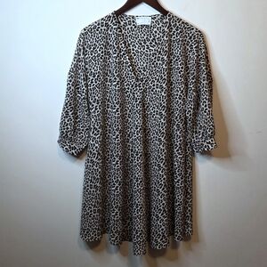 ASOS Design Maternity Leopard Animal Print V-Neck Trapeze Smock Dress Size 6